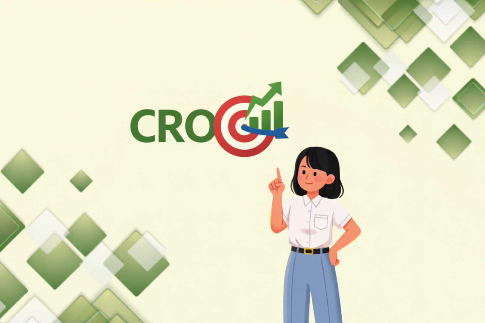 Web sitesi dönüşüm oranı optimizasyonunu temsil eden CRO yazısı, hedef ve grafik simgeleriyle birlikte gösteriliyor.